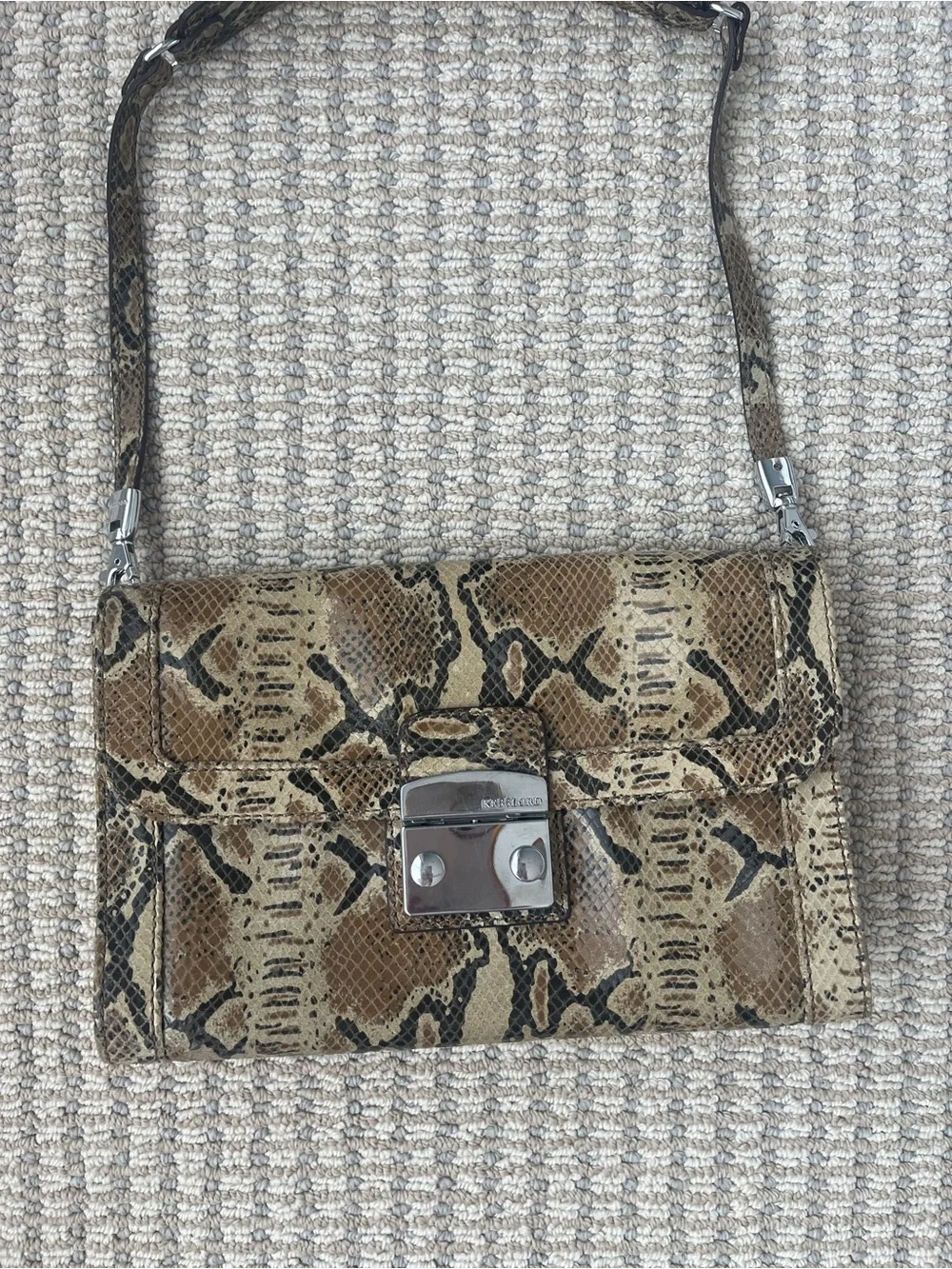 VTG Kesslord Y2K Python Embossed Baguette Shoulder Bag
